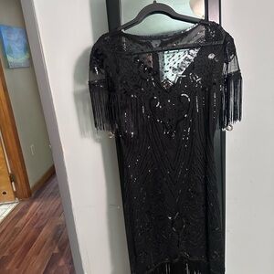 Elegant Black Fringe Dress